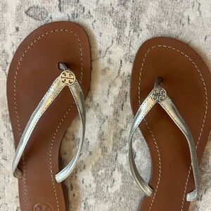 Silver Tory Burch Leather Women's Sandals